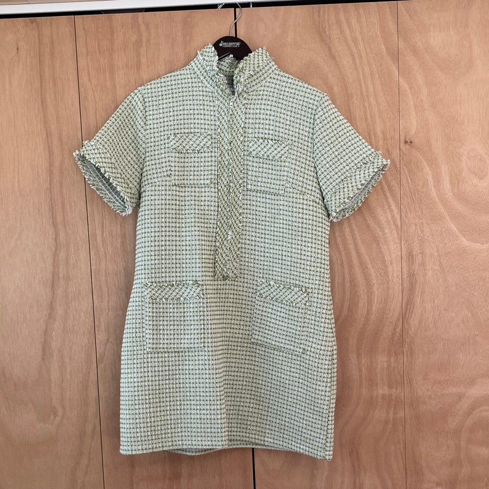 Amazon Green Houndstooth Mini Dress